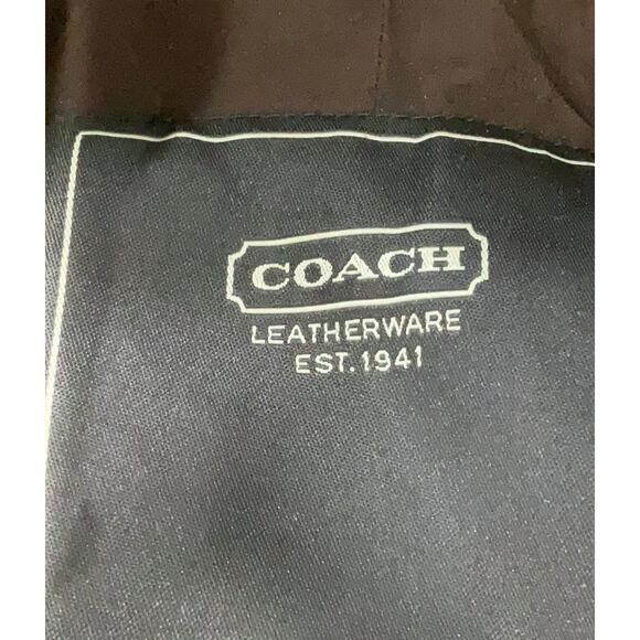 Coach Herringbone Brown Wool Silk Lined Leather Trim Long Peacoat 6 - Picture 3 of 4